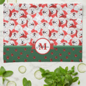 Samoyed Pattern Monogram kersthond Theedoek (Gevouwen)