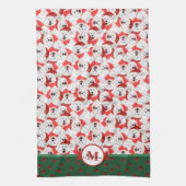 Samoyed Pattern Monogram kersthond Theedoek (Verticaal)