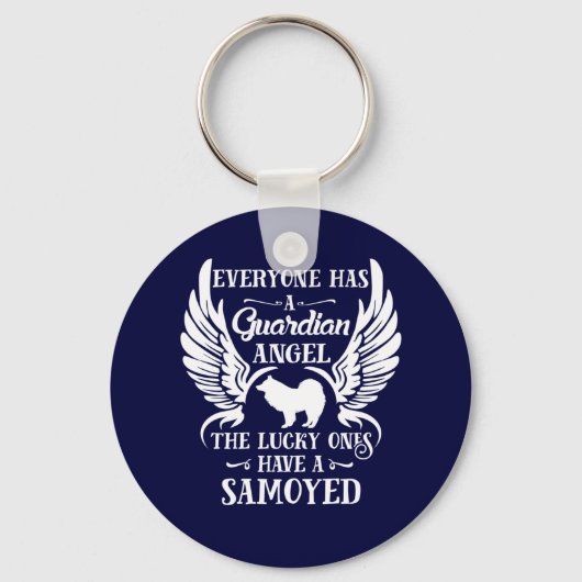 Samoyed pet dog guardian angel sleutelhanger (Voorkant)
