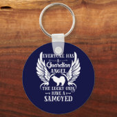 Samoyed pet dog guardian angel sleutelhanger (Voorkant)