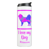 Samoyed Pet Dog Hot Pink & Blue Silhouette Thermosbeker (Gedraaid links)