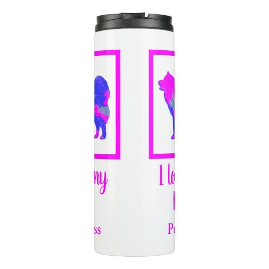 Samoyed Pet Dog Hot Pink & Blue Silhouette Thermosbeker (Achterkant)