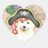 Samoyed Pirate Hart Sticker (Voorkant)