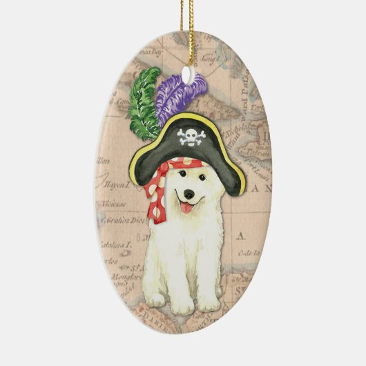 Samoyed Pirate Keramisch Ornament (Rechts)