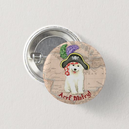 Samoyed Pirate Ronde Button 3,2 Cm (Voorkant /achterkant)
