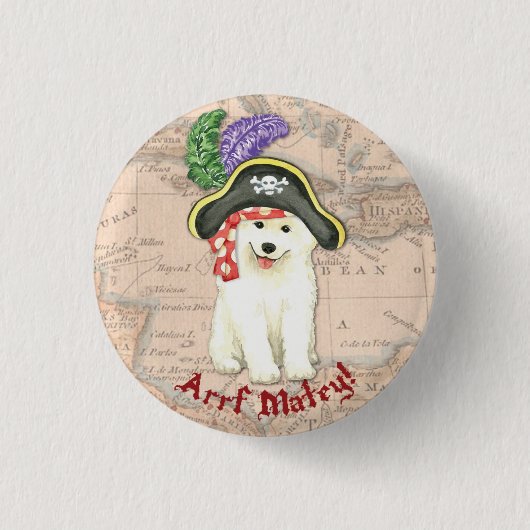Samoyed Pirate Ronde Button 3,2 Cm (Voorkant)