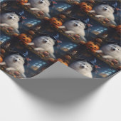 Samoyed pompoenen Halloween eng Cadeaupapier (Hoek)