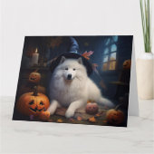Samoyed pompoenen Halloween eng Kaart (Voorkant)