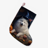 Samoyed pompoenen Halloween eng Kleine Kerstsok (Voorkant (Hangend))