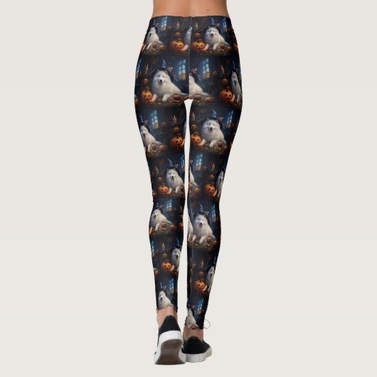 Samoyed pompoenen Halloween eng Leggings (Achterkant)