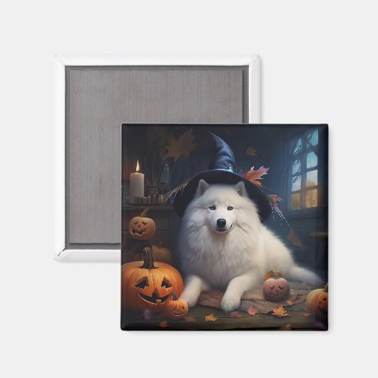 Samoyed pompoenen Halloween eng Magneet (Voorkant / Achterkant)