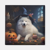 Samoyed pompoenen Halloween eng Magneet (Voorkant)