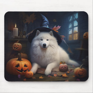 Samoyed pompoenen Halloween eng Muismat