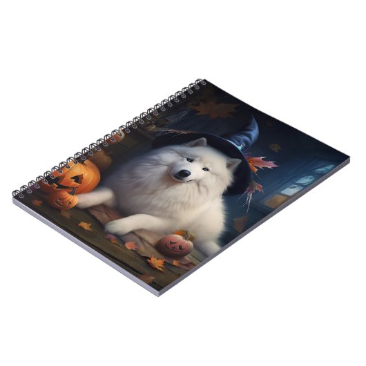 Samoyed pompoenen Halloween eng Notitieboek (Linkerzijde)
