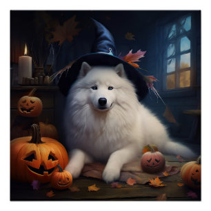 Samoyed pompoenen Halloween eng Perfect Poster