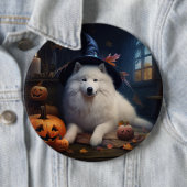 Samoyed pompoenen Halloween eng Ronde Button 6,0 Cm (In situ)