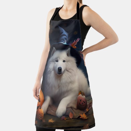 Samoyed pompoenen Halloween eng Schort (Insitu)