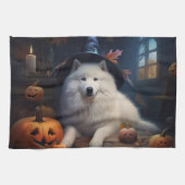Samoyed pompoenen Halloween eng Theedoek (Horizontaal)
