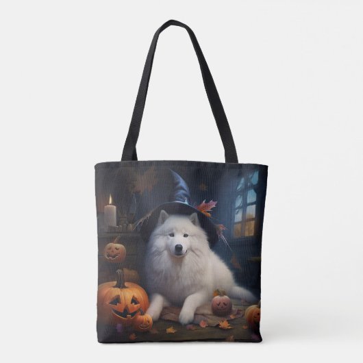 Samoyed pompoenen Halloween eng Tote Bag (Achterkant)