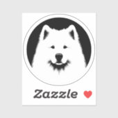 Samoyed Pop Art Classic Round Sticker Black White (Vel)