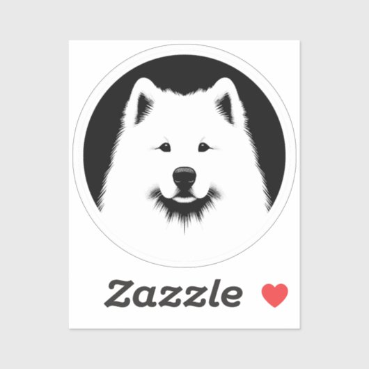 Samoyed Pop Art Classic Round Sticker Black White (Vel)
