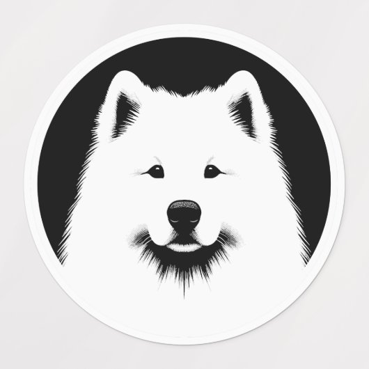 Samoyed Pop Art Fun & Chic Black & White Labels (Design 1)