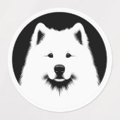 Samoyed Pop Art Fun & Chic Zwart & Wit Labels (Design 1)
