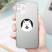Samoyed Pop Art Klassieke Ronde Sticker Zwart Wit (Telefoon)