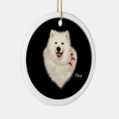 Samoyed Portrait Frt & Kerstmis Bck Ornament (Rechts)