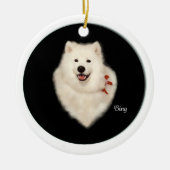 Samoyed Portrait Frt & Kerstmis Bck Ornament (Voorkant)