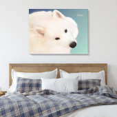 Samoyed Portret 24." x 16."x 1.5"Verpakt Canvas (Insitu (Slaapkamer))