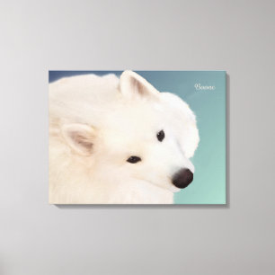 Samoyed Portret 24." x 16."x 1.5"Verpakt Canvas Afdruk