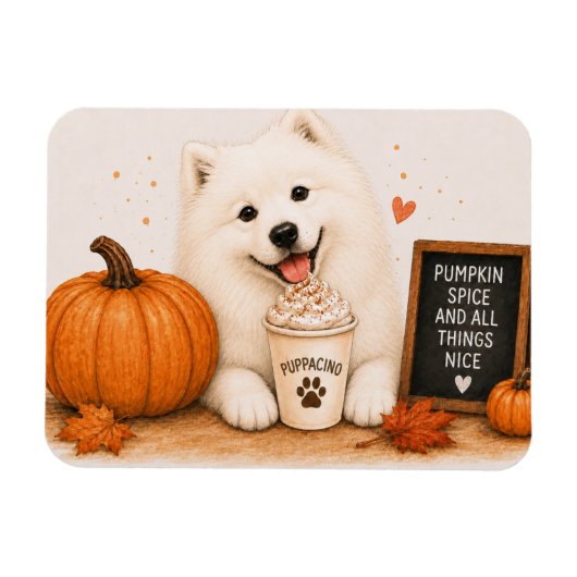 Samoyed Pumpkin Spice Magneet (Horizontaal)