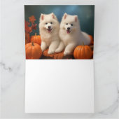 Samoyed Pup Autumn Delight Pompoen Kaart (Binnen)