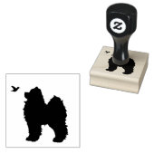 Samoyed Pup & Bird Stamp; 1" op Sq. Pad sep. Rubberstempel (Gestempeld)