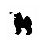 Samoyed Pup & Bird Stamp; 1" op Sq. Pad sep. Rubberstempel (Afrduk)