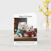 Samoyed Puppies Happy Christmas Kaart (Gele Bloem)