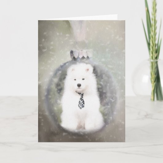 Samoyed Puppy Christmas Kaart (Voorkant)