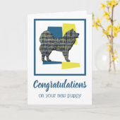 Samoyed Puppy Dog Gefeliciteerd Wenskaart Kaart (Gele Bloem)