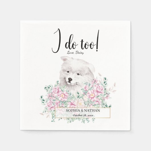 Samoyed Puppy Dog Wedding Cocktail Napkins Servet (Voorkant)