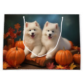 Samoyed Puppy Herfst Delight Pompoen Groot Cadeauzakje (Voorkant)