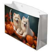 Samoyed Puppy Herfst Delight Pompoen Groot Cadeauzakje (Achterkant Gekanteld)