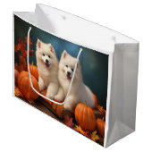 Samoyed Puppy Herfst Delight Pompoen Groot Cadeauzakje (Voorkant Gekanteld)