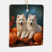 Samoyed Puppy Herfst Delight Pompoen Keramisch Ornament (Rechts)