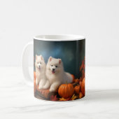 Samoyed Puppy Herfst Delight Pompoen Koffiemok (Voorkant links)