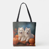Samoyed Puppy Herfst Delight Pompoen Tote Bag (Achterkant)