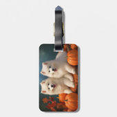 Samoyed Puppy Herfst Plezier Pompoen Bagagelabel (Achterkant verticaal)