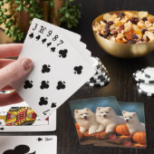 Samoyed Puppy Herfst Plezier Pompoen Pokerkaarten (Insitu)