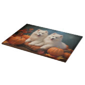 Samoyed Puppy Herfstpracht Pompoen  Snijplank (Hoek)