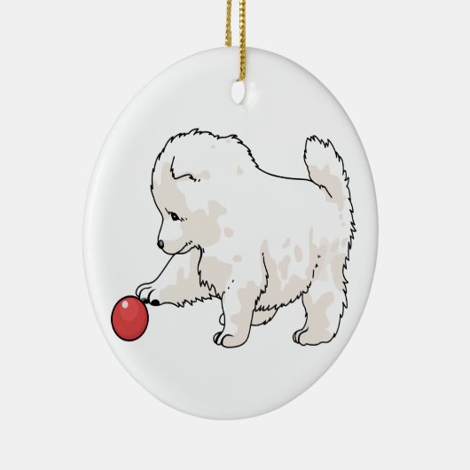 Samoyed Puppy Keramisch Ornament (Rechts)